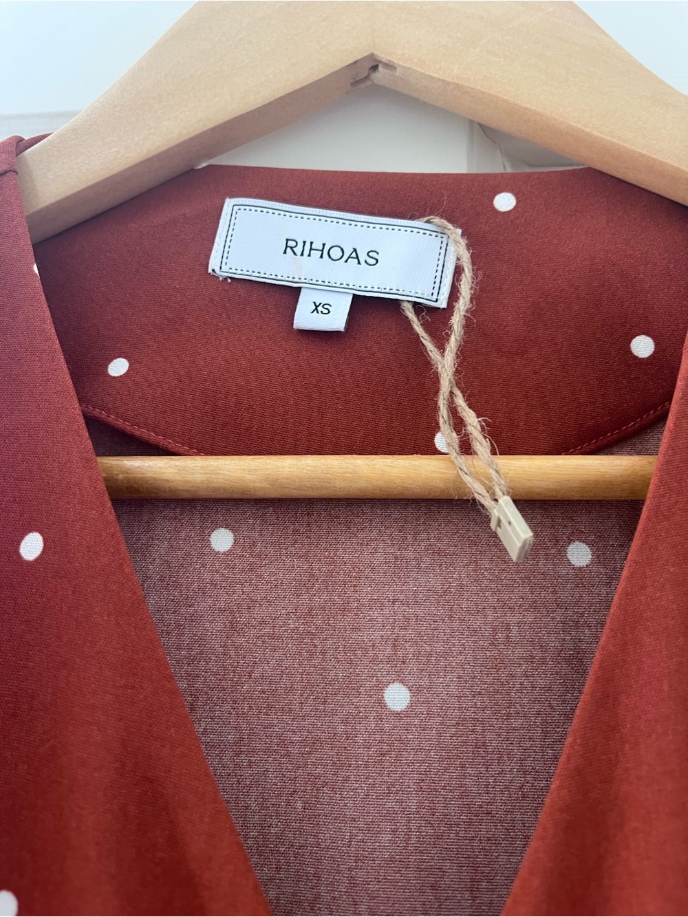 Rihoas Rust Polka Dot Button-Front Midi Dress - Picture 3 of 4